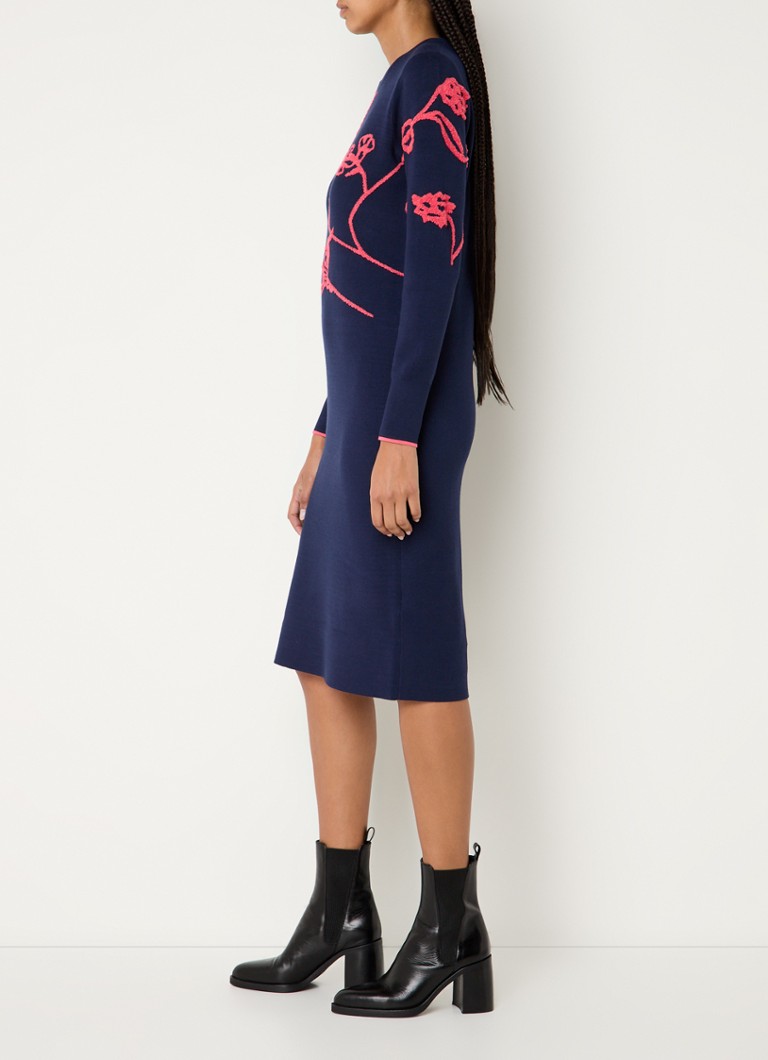 Abito maglione midi in maglia fine LKBennett Henry con ricami floreali