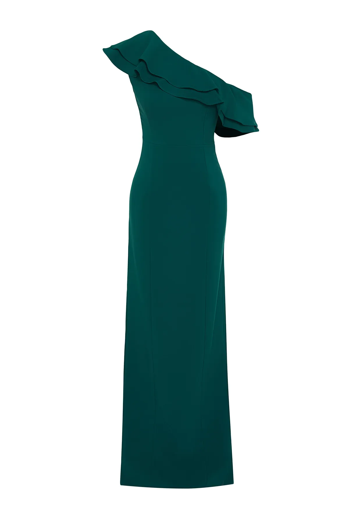 Trendyol Collection  Smaragdgrünes, gewebtes Abendkleid mit Volants TPRSS24AE00066
