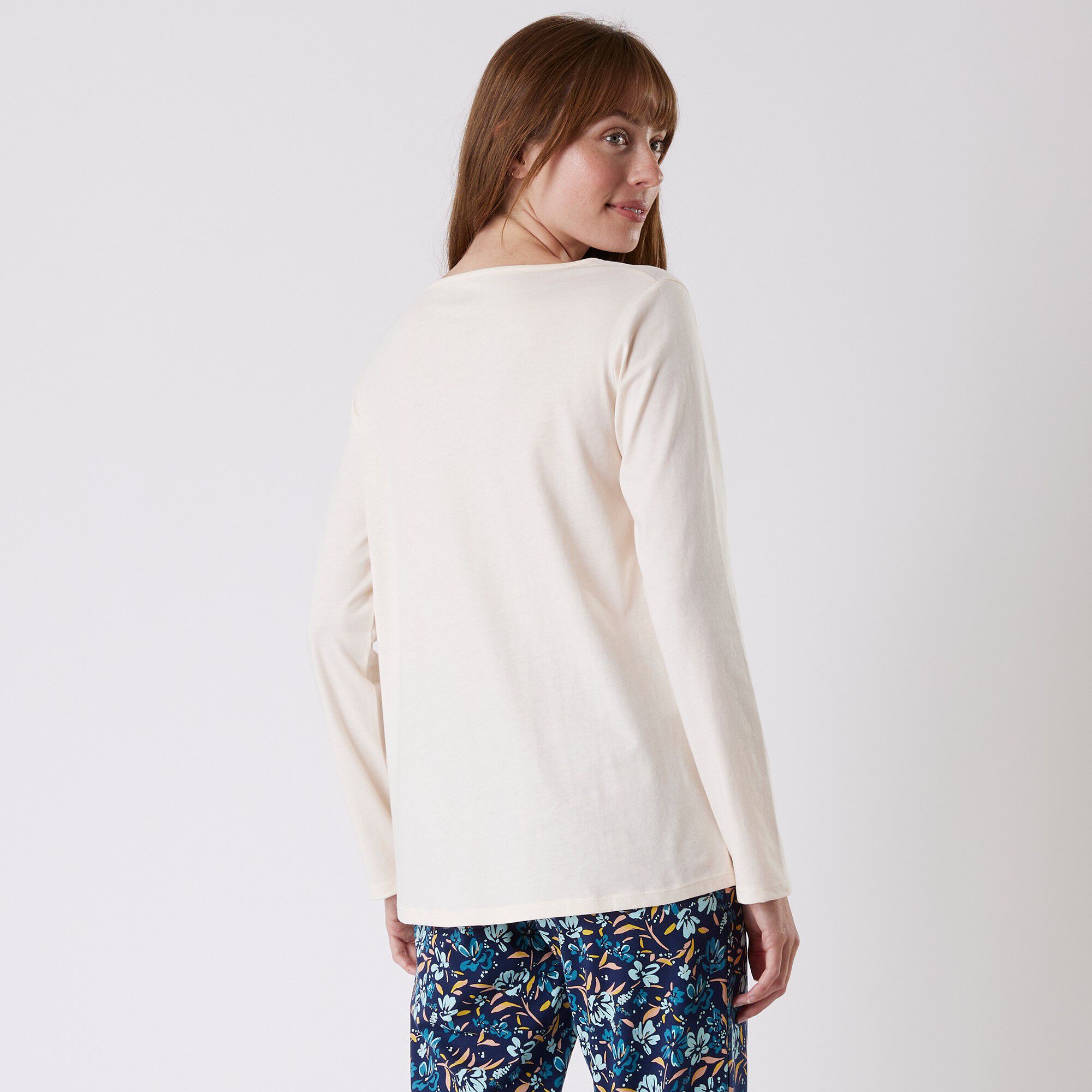 Tee-shirt pyjama manches longues imprimé placé 