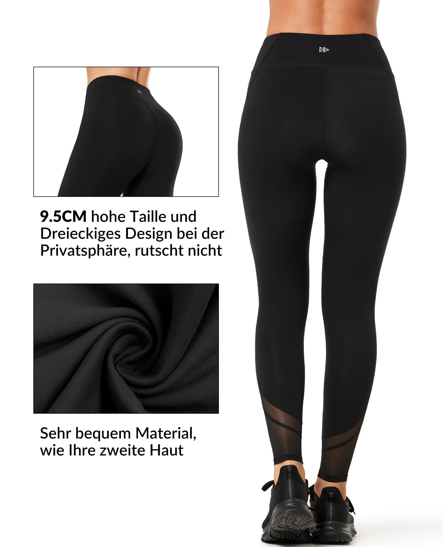 Yvette Leggings Hohe Taille, Blickdicht, mit Mesh, Fitness Sporthose, 192A02