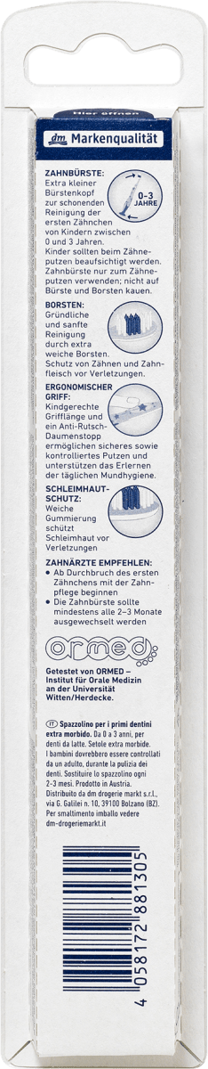 Zahnbürste Kinder erste Zähnchen extra weich, 0 bis 3 Jahre, 1 St, 1 St