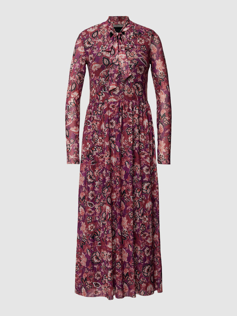 Midikleid mit floralem Muster und Schluppe in purple