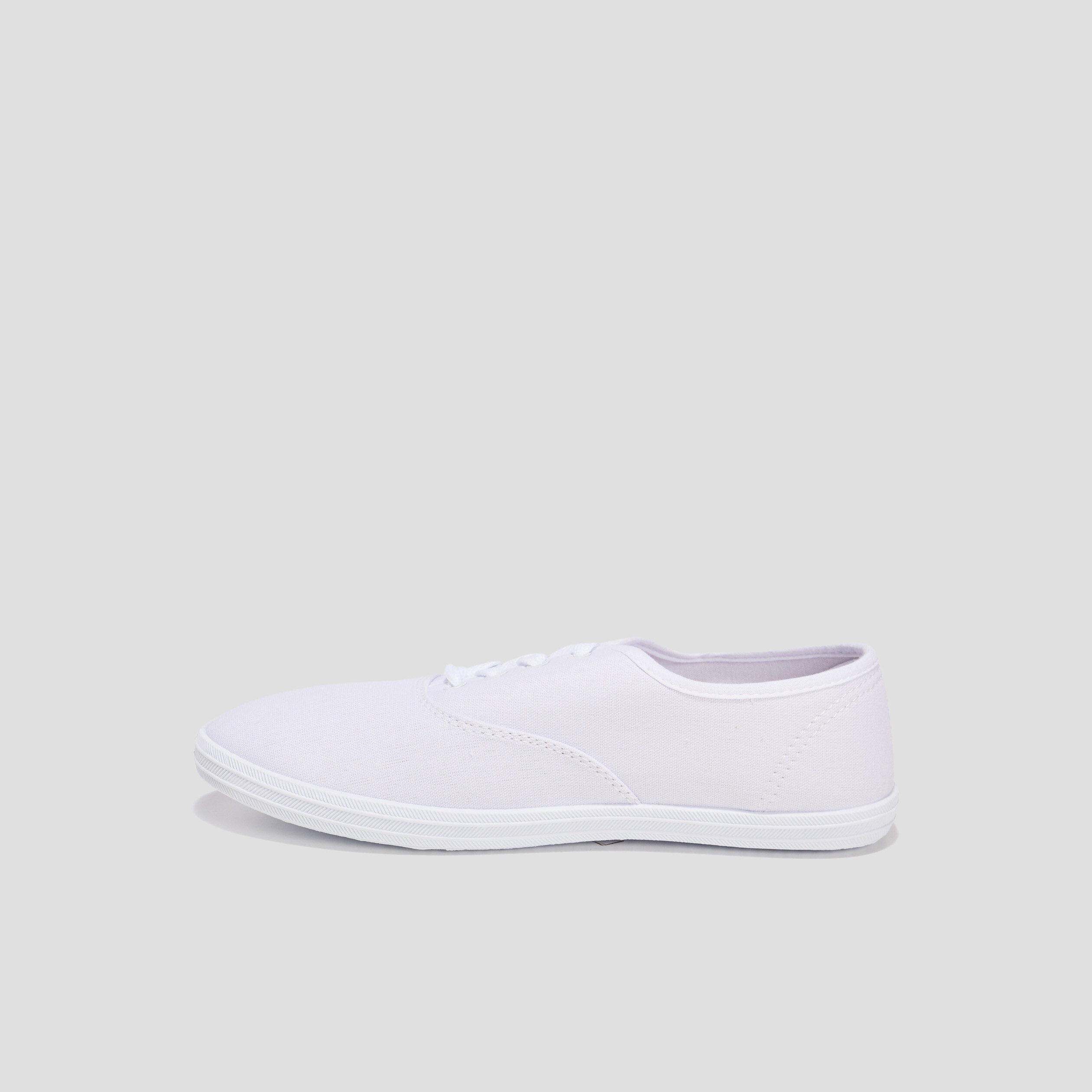 Baskets en toile à lacets blanc femme | La Halle