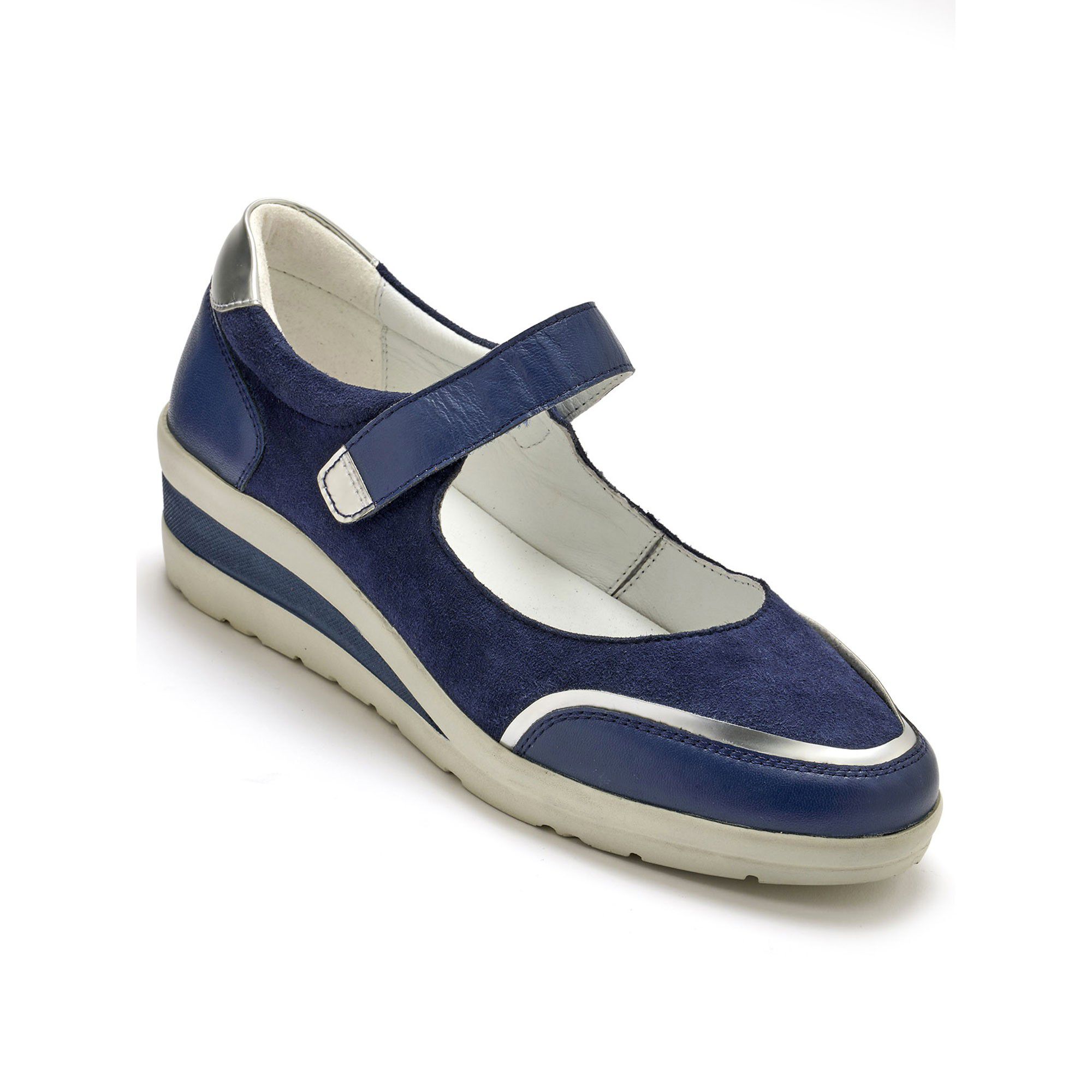 Babies scratchées compensées en cuir