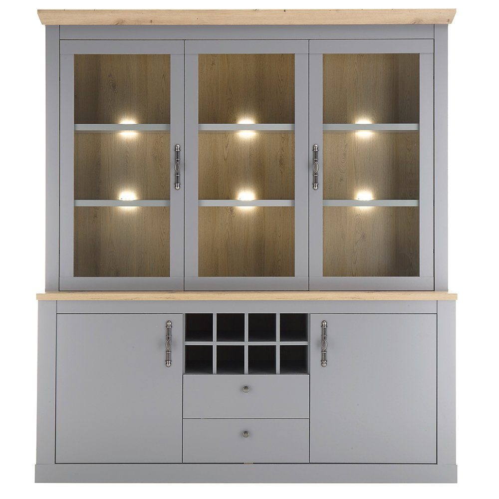 Lomadox Buffet CHATHAM-61 Landhaus Esszimmer in grau mit Artisan Eiche Nb., B/H/T 183/206/44 cm