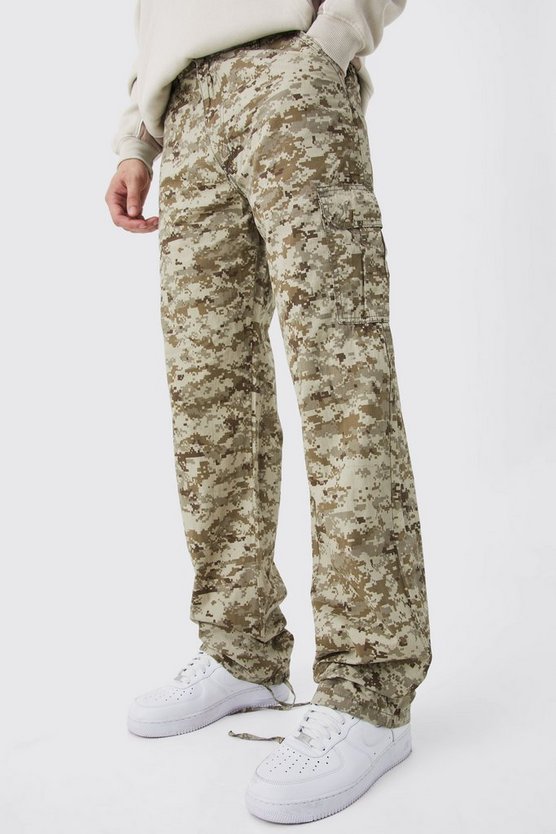 Tall lockere Camouflage Cargo-Hose mit Schnür-Detail