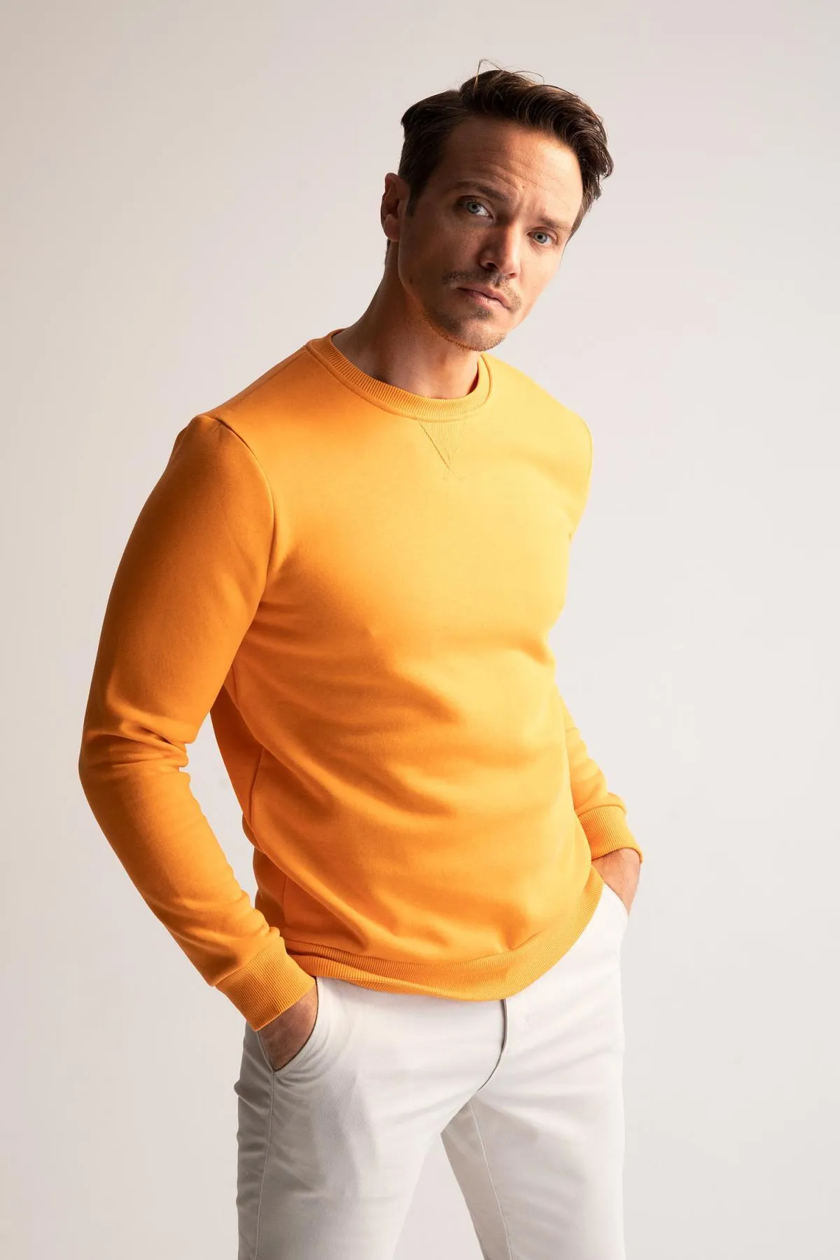 DeFacto  Basic-Sweatshirt aus Baumwolle mit normaler Passform und Rundhalsausschnitt