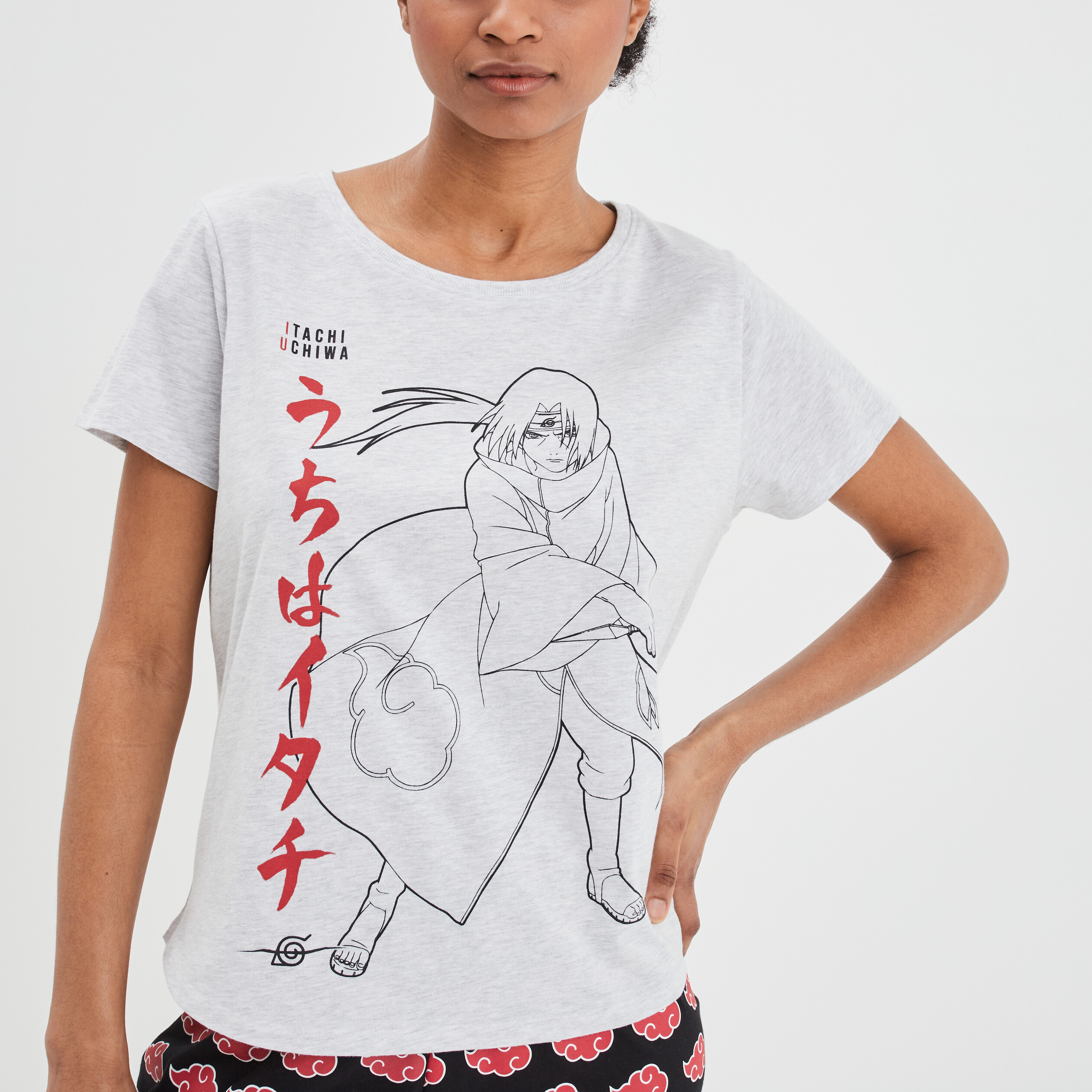 Ensemble pyjama short 2 pièces Naruto gris clair femme | La Halle