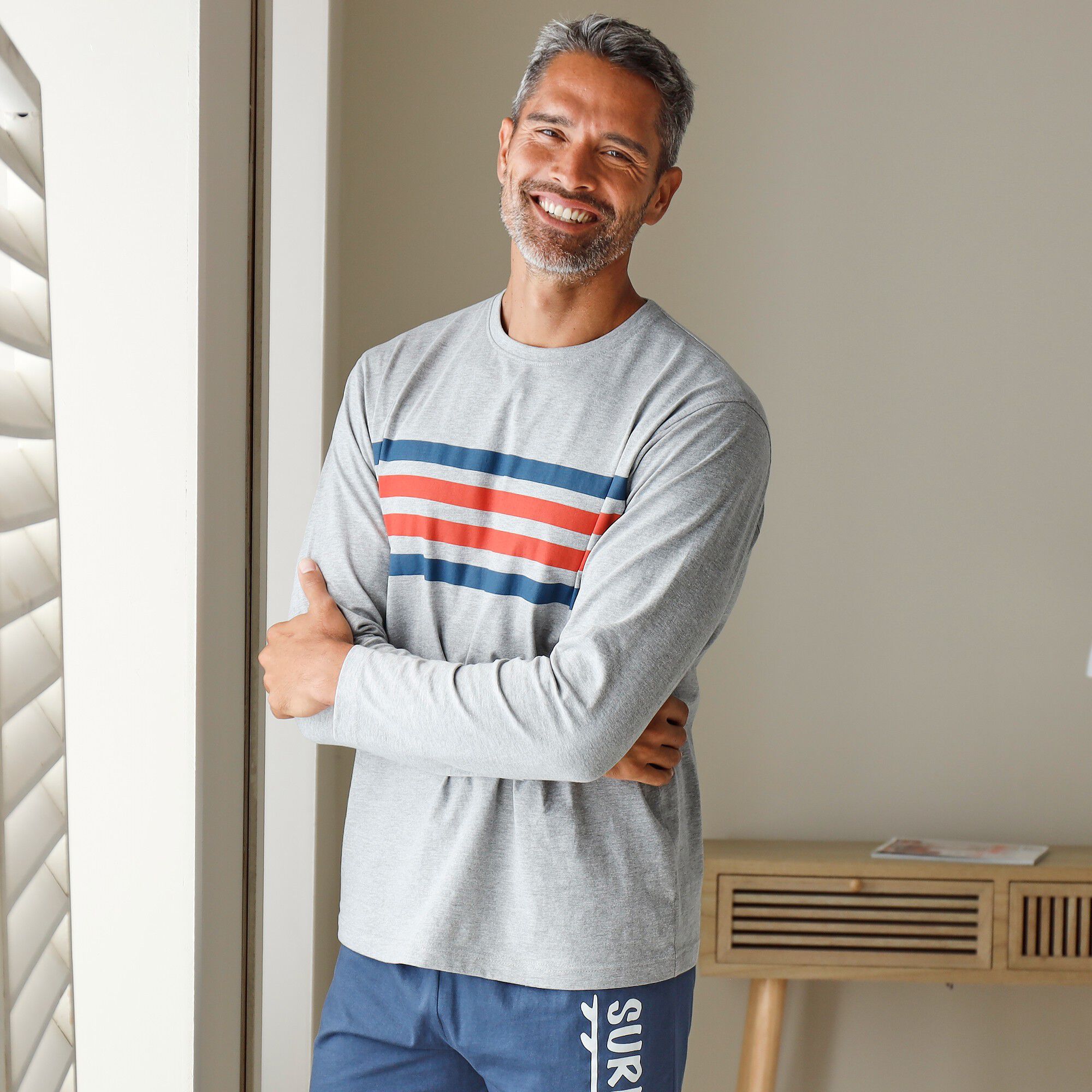 Tee-shirt pyjama manches longues rayures