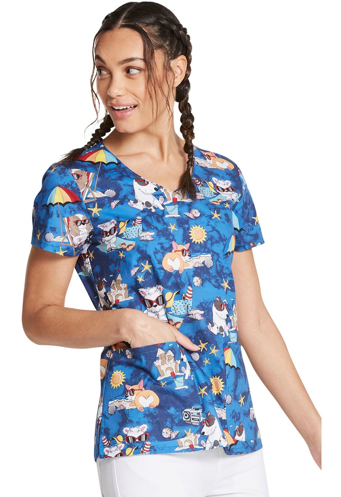 Dickies Funktionsbluse Bunt bedruckter Damen Kasack 