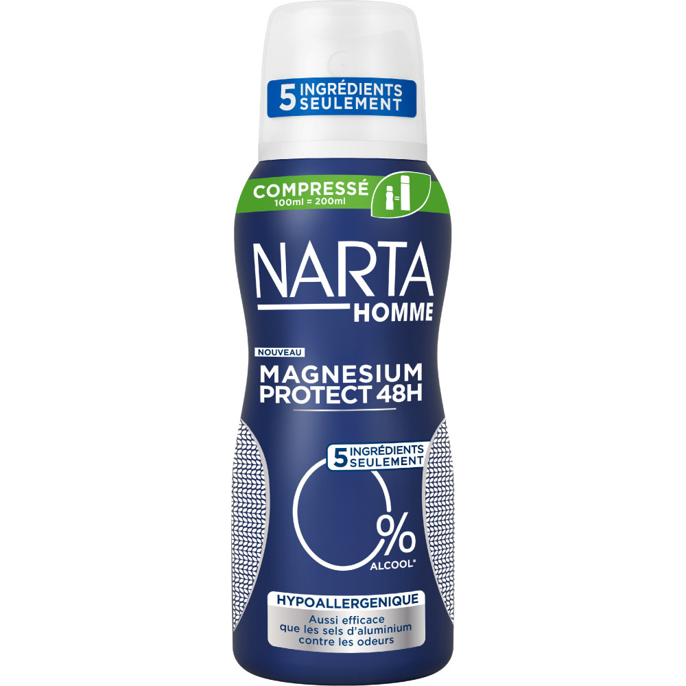 NARTA Magnésium Protect 48h Déodorant Spray Compressé hypoallergénique