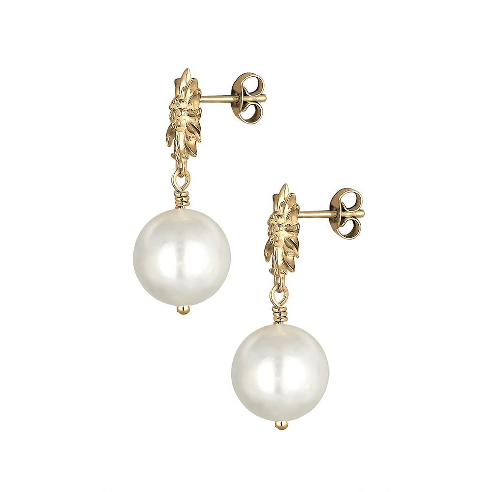 Elli Elli Boucles d'Oreilles Femmes Pendentif d'oreilles Édelweiss Dirndl avec Perle d Boucles d'oreilles