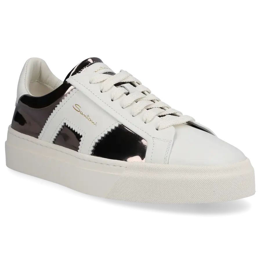 Santoni - Sneaker low DOUBLE BUCKLE Kalbsleder - weiß