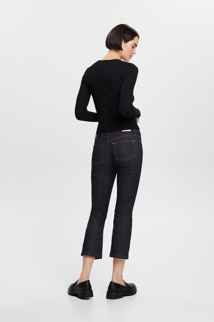 Verkürzte Racer-Bootcut-Jeans mit mittelhohem Bund