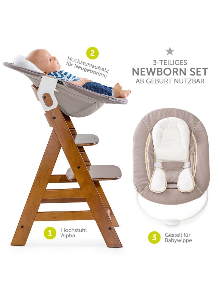 Hauck Alpha Plus Walnut Newborn Set - 3-tlg. Hochstuhl in braun,beige günstig kaufen onesize