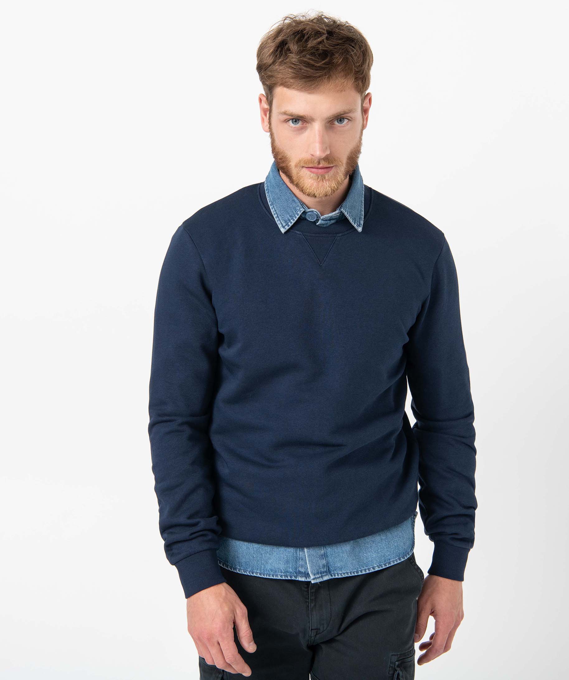 Sweat homme avec intérieur molletonné bleu | GEMO