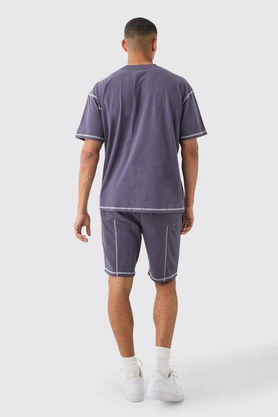 Oversize T-Shirt mit Kontrast-Naht & Shorts