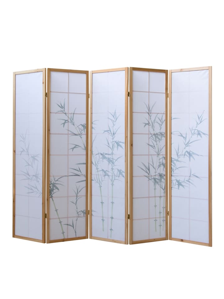 Homestyle4u 5-tlg. Paravent Shoji in Braun Bambusmuster 220x175 cm günstig kaufen onesize
