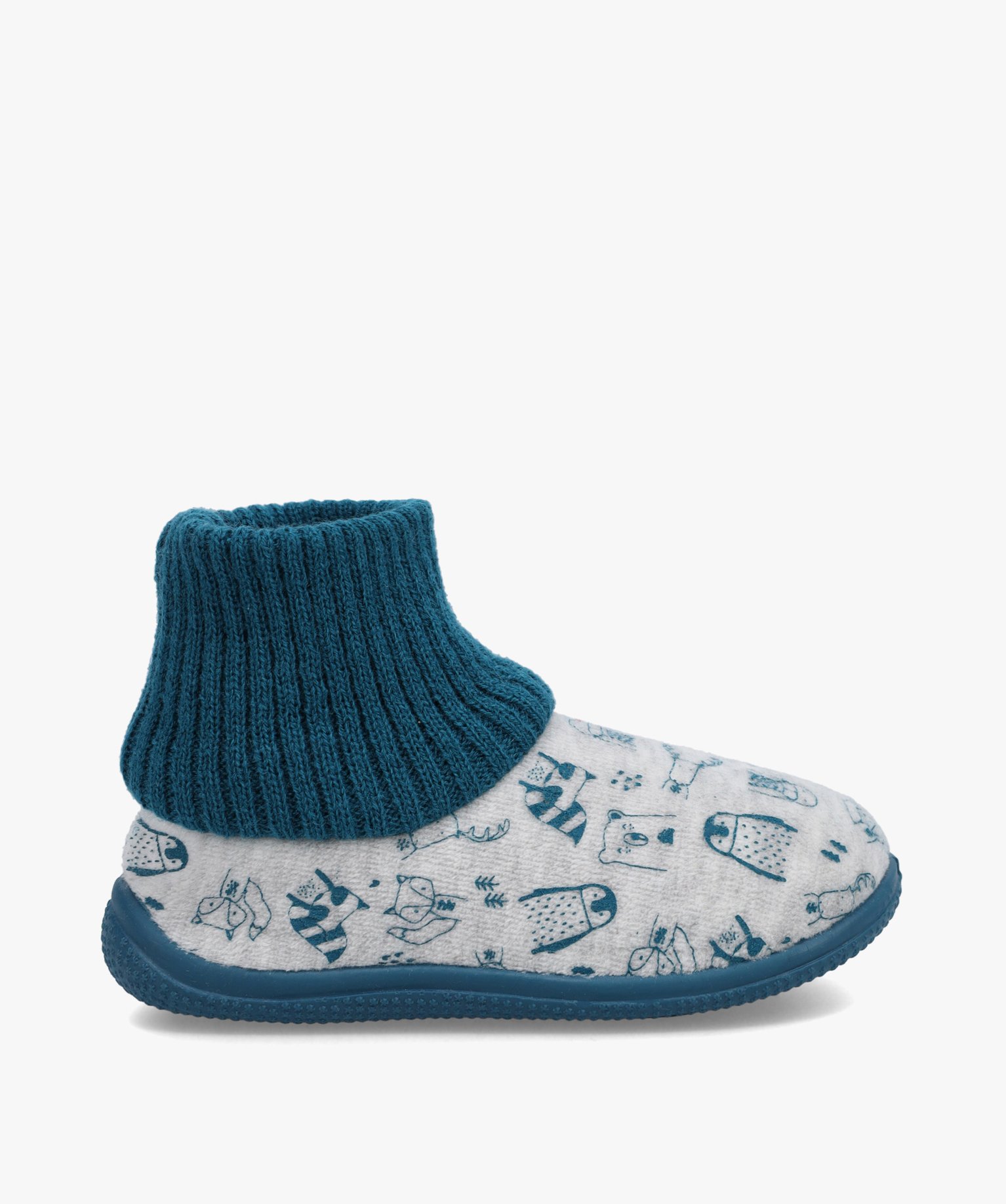 Chaussons Garçon montants en velours ras imprimé bleu | GEMO
