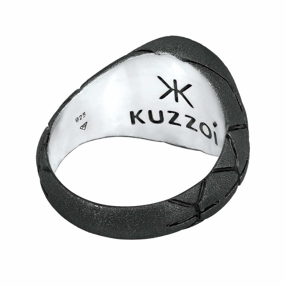 KUZZOI KUZZOI Bague Basic Herren Siegelring Oval Emaille 925er Silber Bague