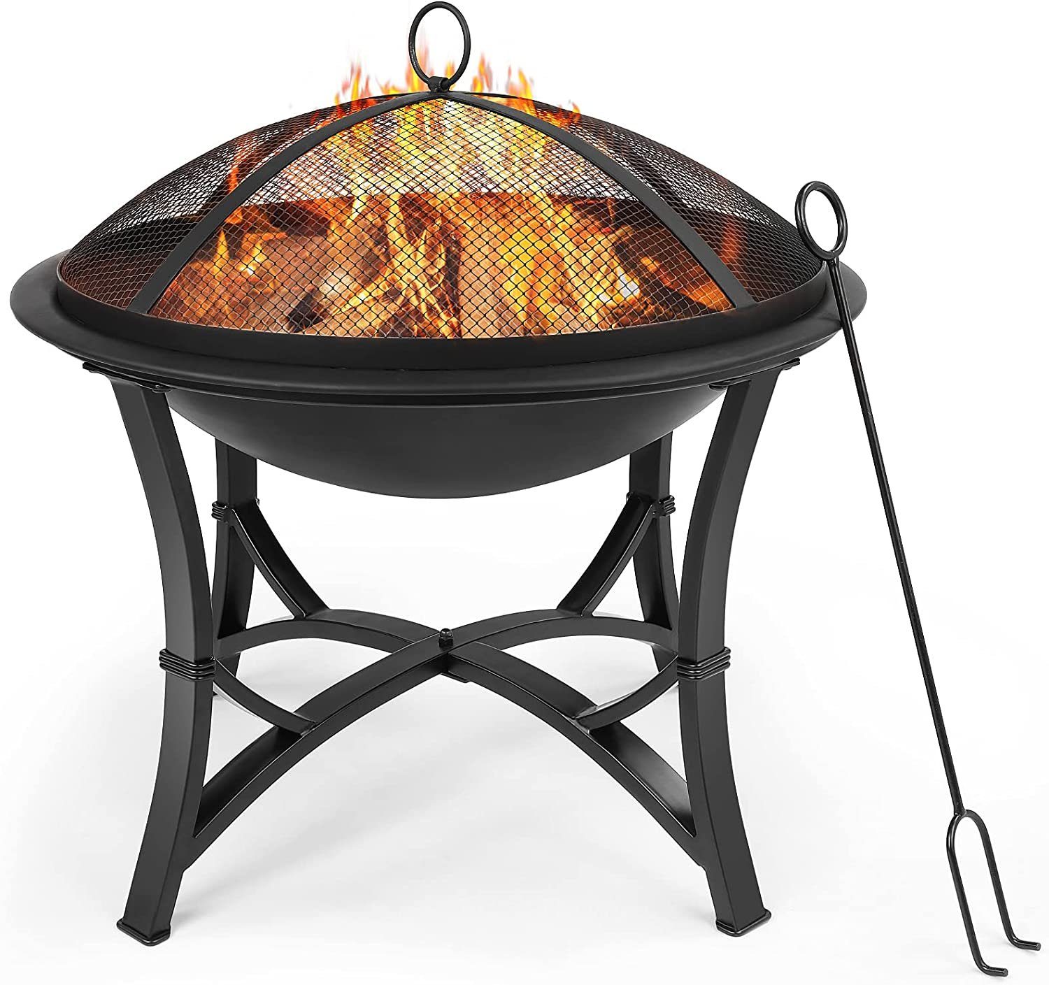 TLGREEN Feuerschale, Feuerkorb für den garten, Ø56,5x50cm Feuerstelle, mit Funkenschutz