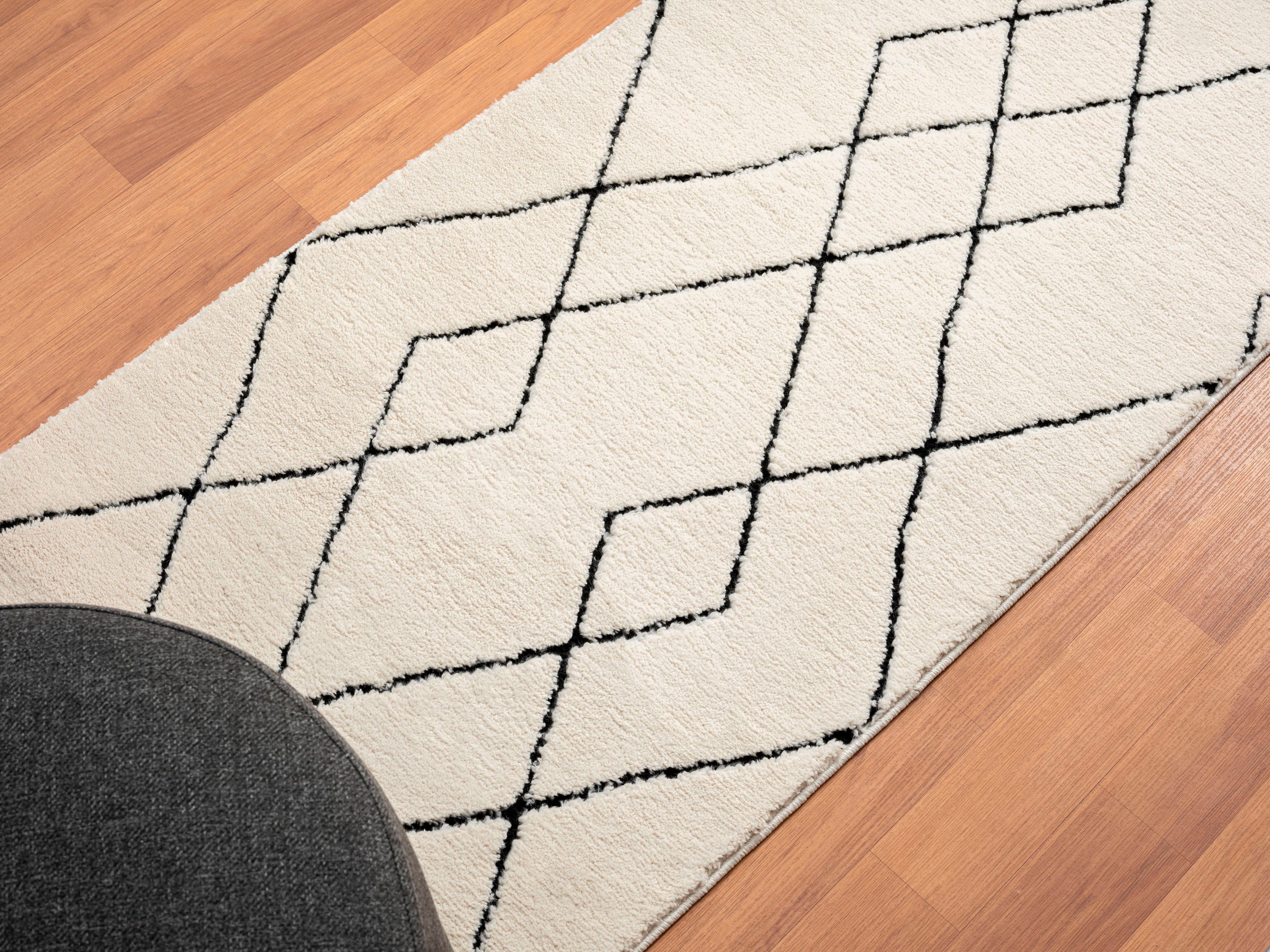 Hochflor-Läufer Moroccan Design Light, Myflair Möbel & Accessoires, rechteckig, Höhe: 24 mm, modern, marokkanisches Design, Rauten Muster, weich durch Hochflor