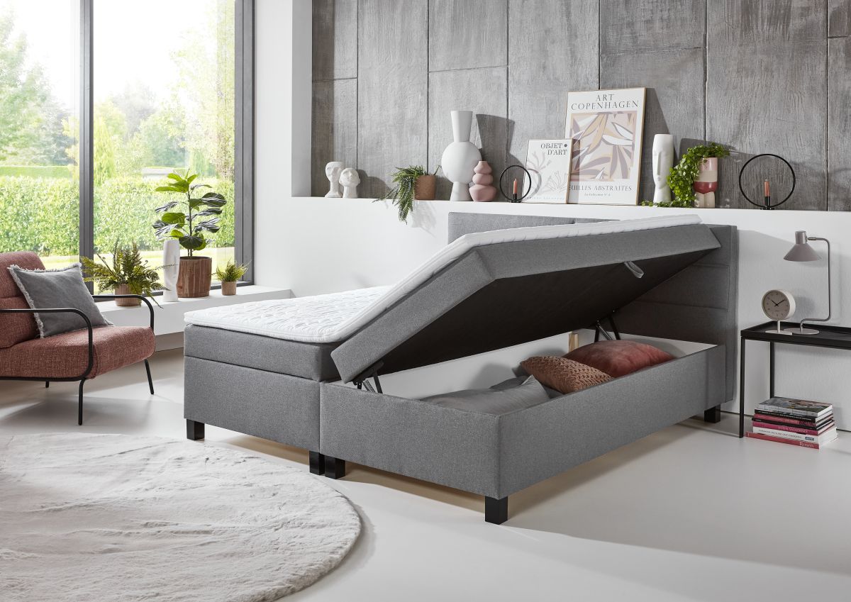 Sun Garden Boxspringbett Cresco mit Bettkasten Grau 180 x 200 cm