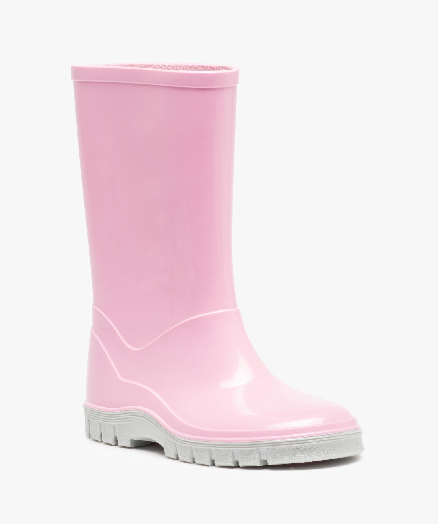 Bottes de pluie fille unies à semelle crantée contrastante rose | GEMO