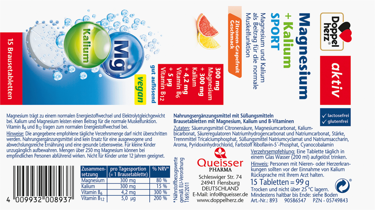Magnesium Kalium Sport Brausetabletten (15 Stück), 99 g