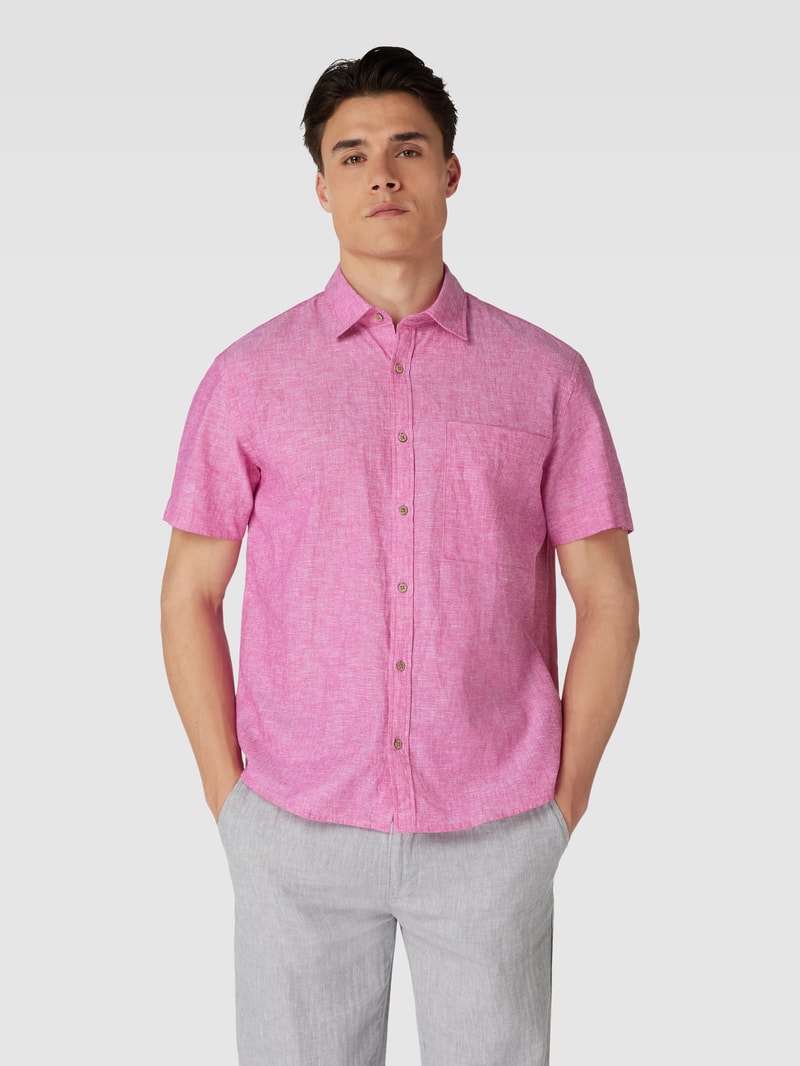 Freizeithemd aus Baumwolle mit Brusttasche in pink