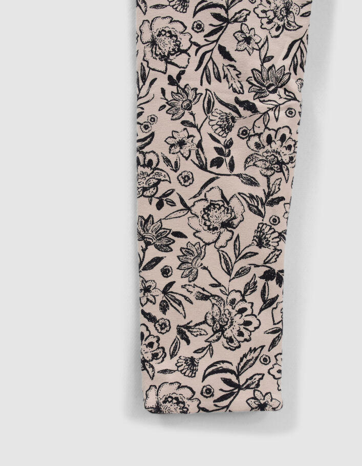 Leggings réversible imprimé fleurs et gris fille