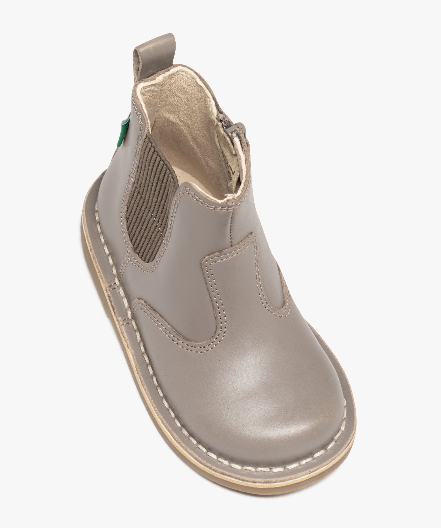 Boots bébé fille unies en cuir style Chelsea - Kickers taupe | GEMO