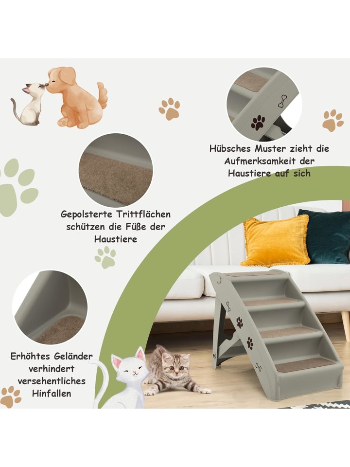 COSTWAY 4-stufig Haustiertreppe in Grau günstig kaufen onesize