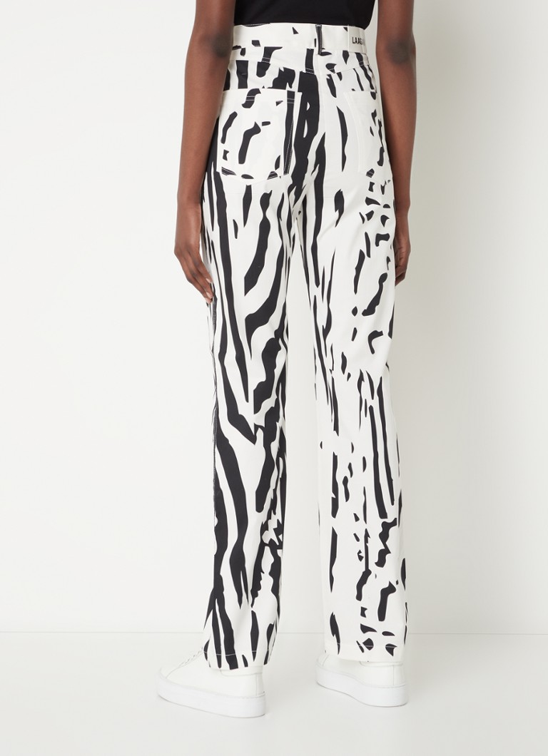 Laagam  Spike high waist straight fit broek met grafische print