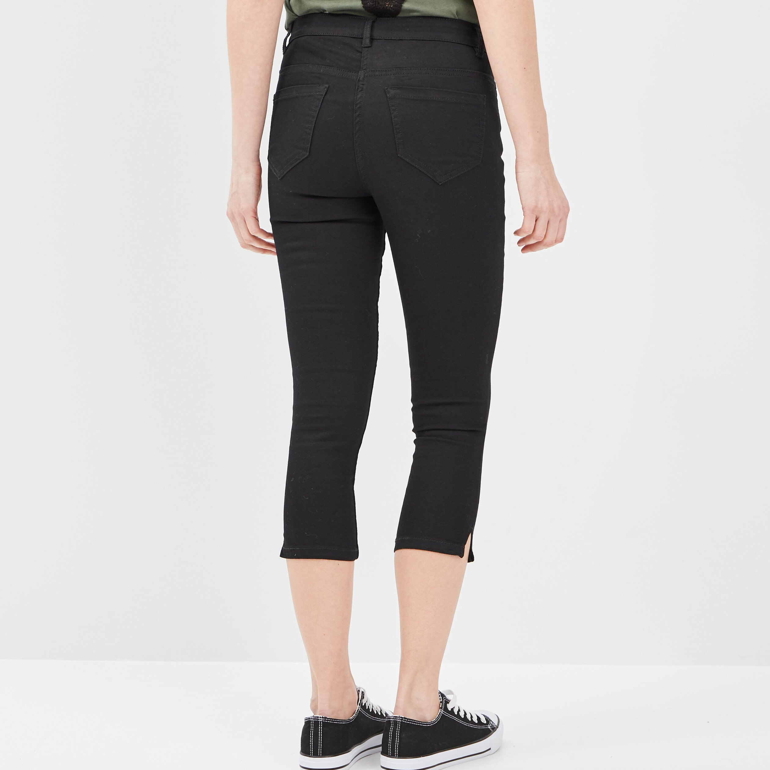 Pantacourt slim taille standard noir femme | La Halle
