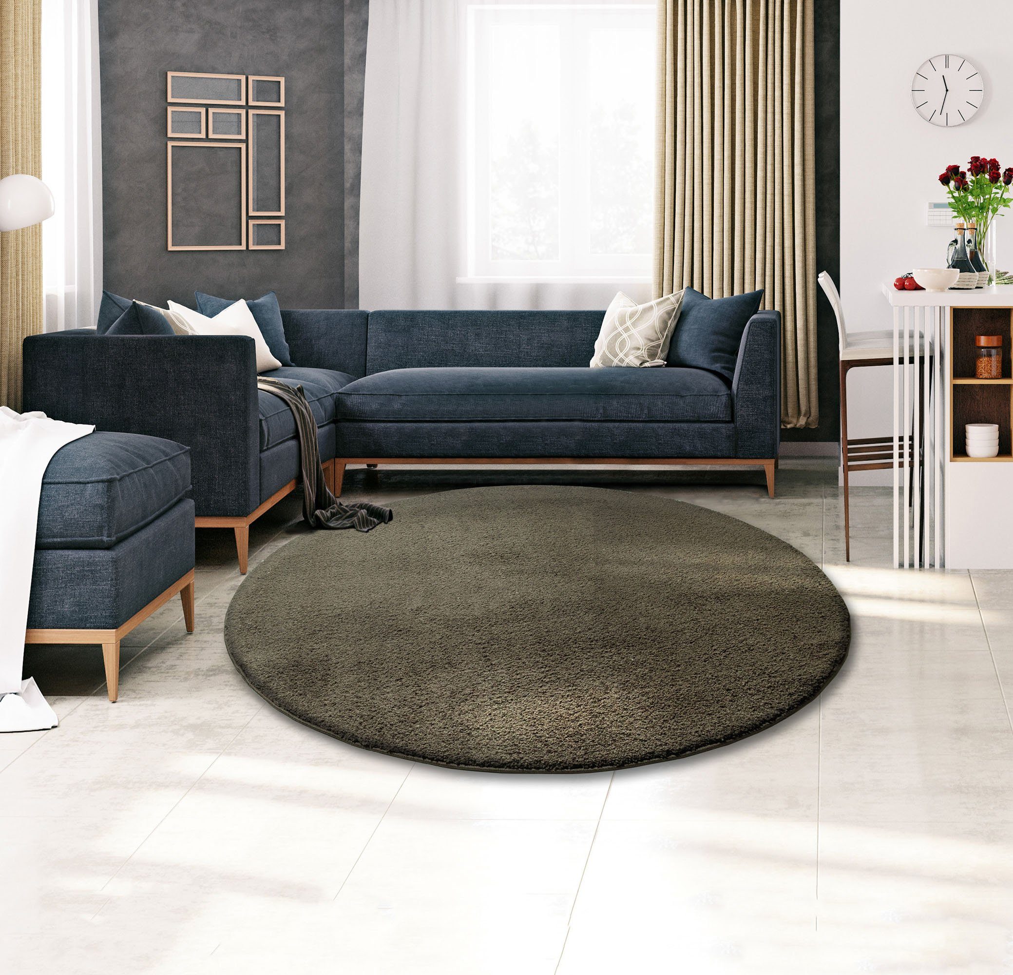 Hochflor-Teppich Vince, my home, rund, Höhe: 31 mm, besonders weich durch Mikrofaser, extra flauschig