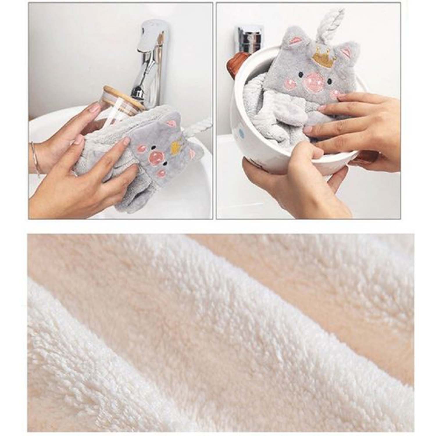 Daisred Handtuch Set Kinder Mit Aufhängerschlaufe Gesichtstücher Gästehandtücher, (Anzug, 3-tlg)