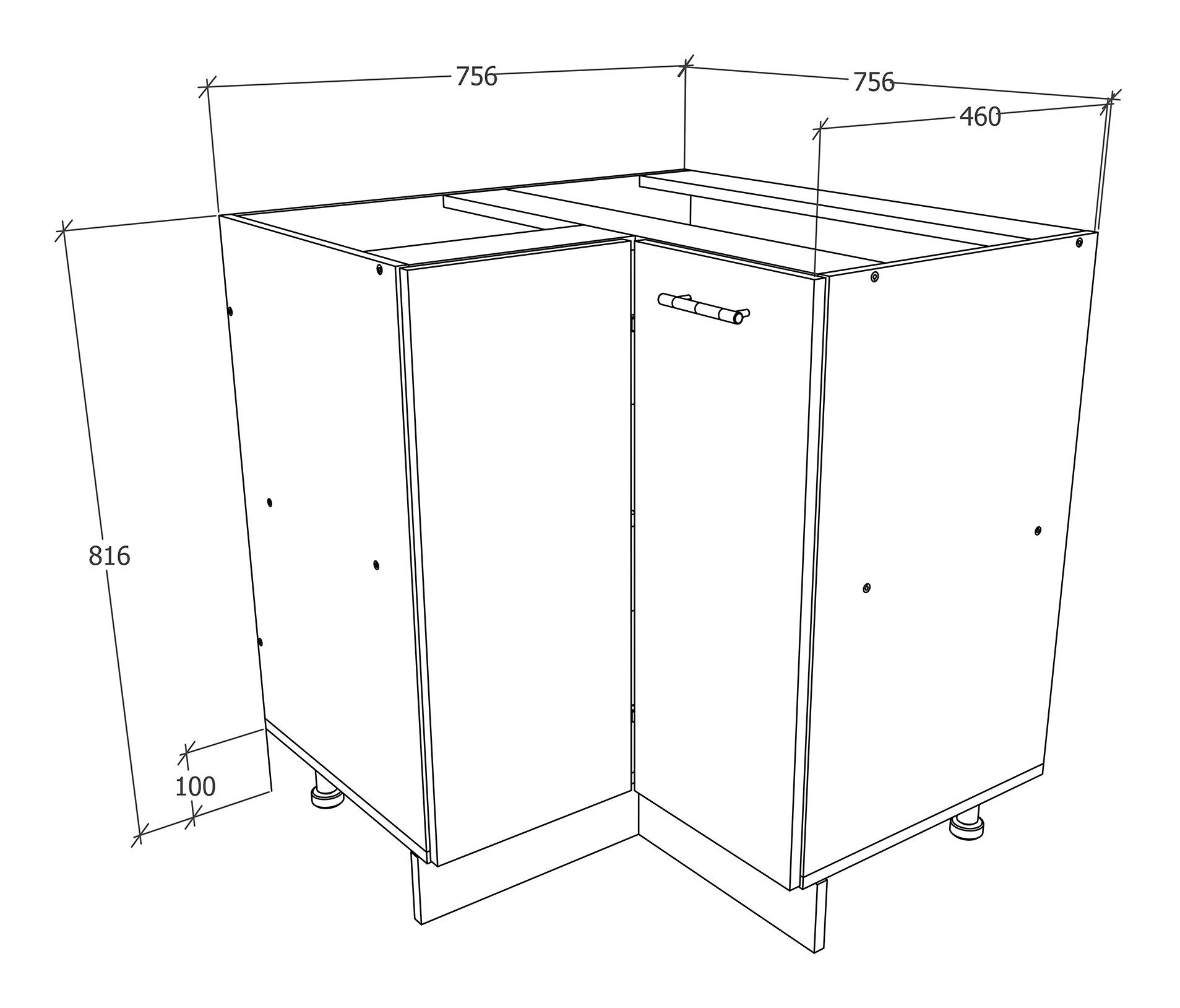 VCM Unterschrank Eckschrank Küchenschrank Unterschrank Küche Esilo