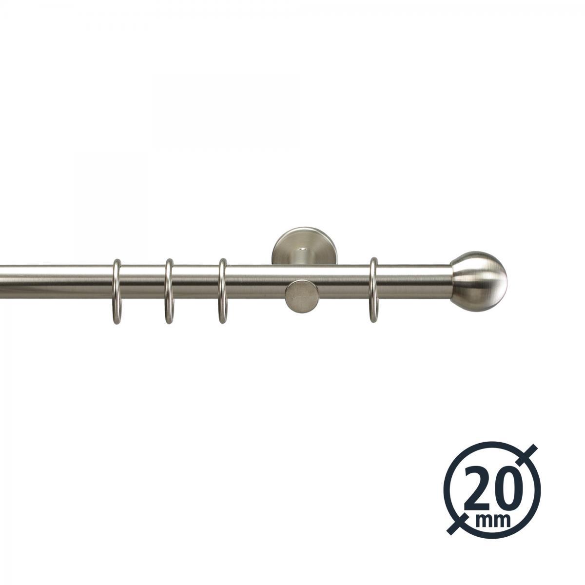 Bella Casa Gardinenstange, Stilgarnitur, Komplettgarnitur - Drehfix Kugel ø 20 mm, 160 cm edelstahl-optik