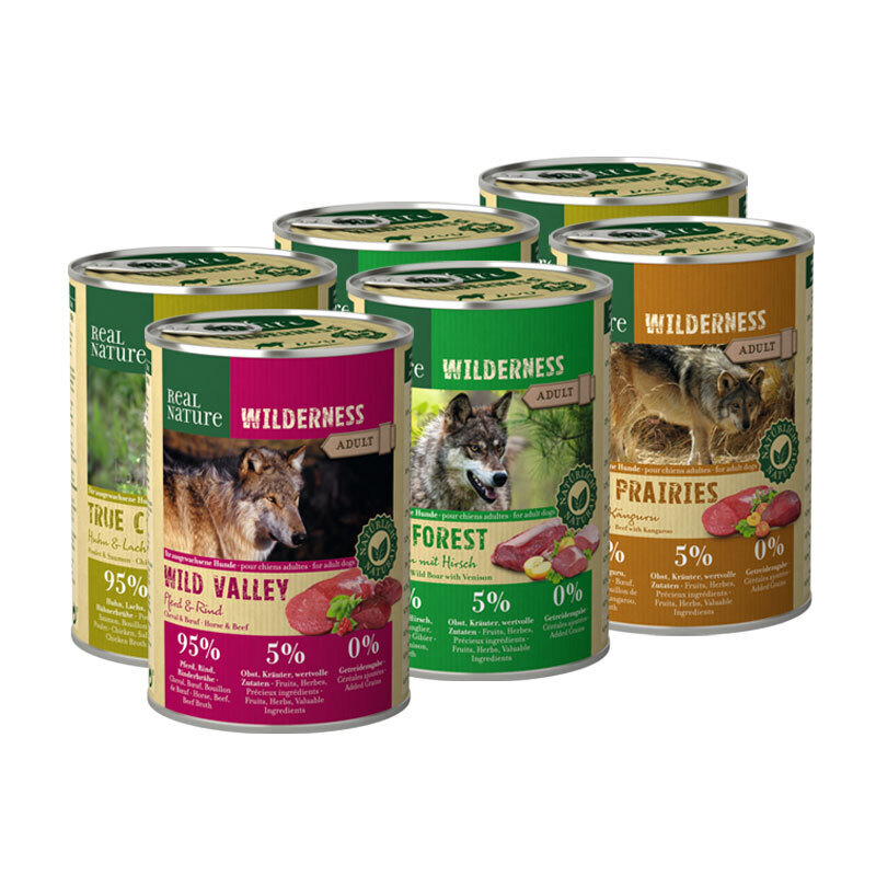 REAL NATURE Hundenassfutter REAL NATURE WILDERNESS Adult Mixpaket 6x400g Mixpaket 1