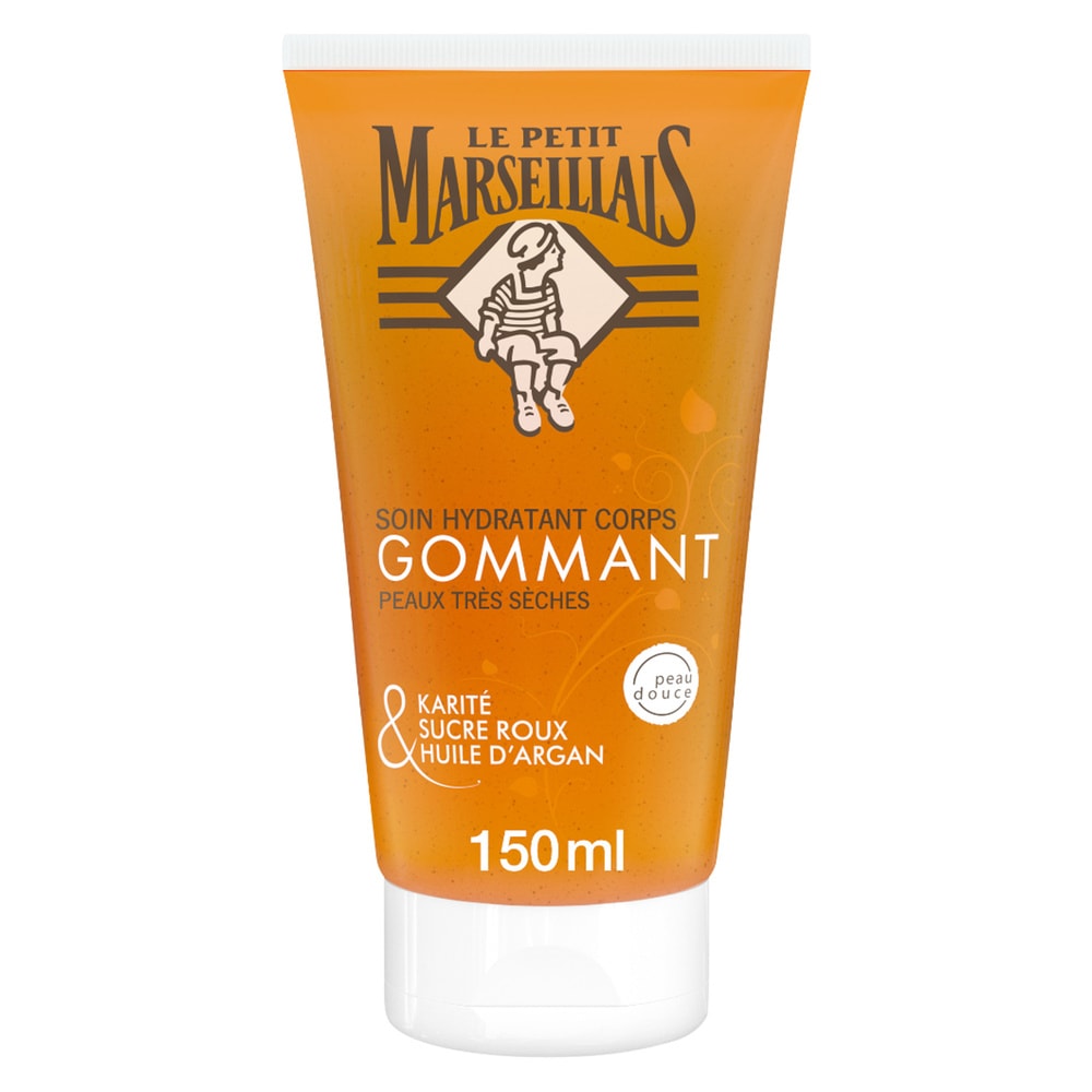le petit marseillais Soin Gommant Corps Peaux très sèches, Karité, Sucre roux & Huile d'Argan 150ml Gommage