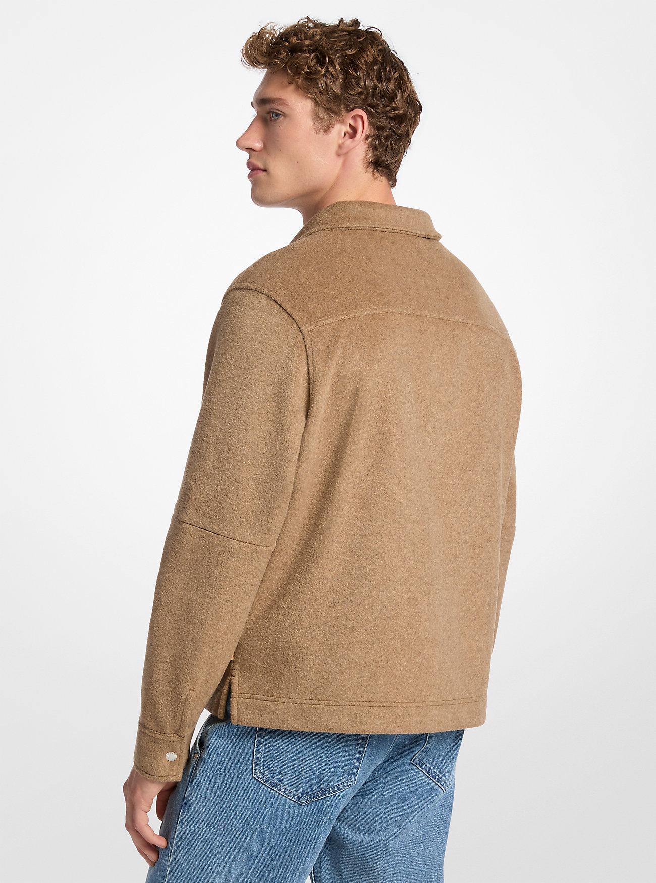 Double-Knit Flannel Jacket - DARK CAMEL MELANGE