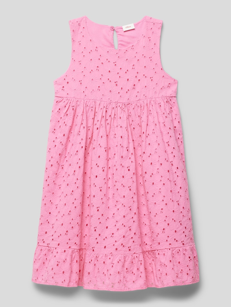 Kleid mit Lochstickerei in pink