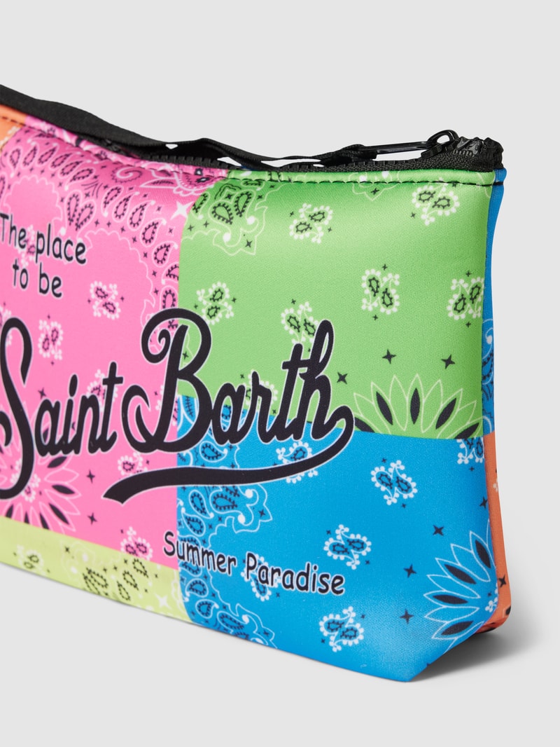 Kulturtasche mit Allover-Muster Modell 'ALINE SPONGE' in neon grün