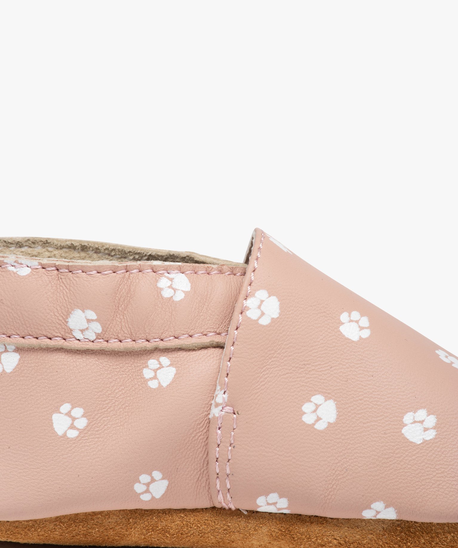Chaussons bébé fille dessus en cuir imprimé pattes de chat rose | GEMO