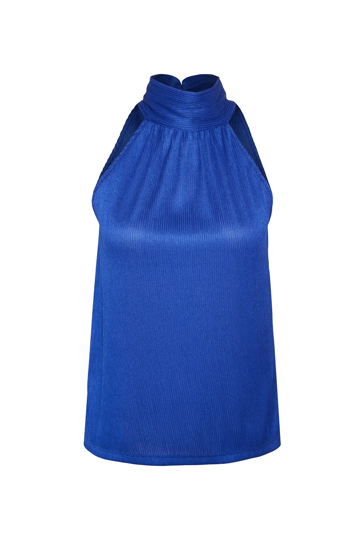 Trendyol Collection  Saks Plissierte Strickbluse mit hohem Kragen TWOSS23BZ00952