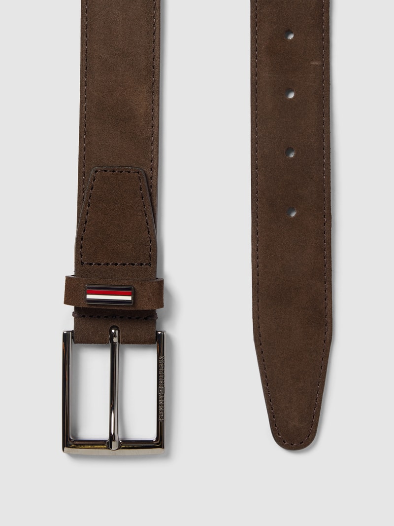 Gürtel aus Leder mit Label-Detail Modell 'BUSINESS' in mittelbraun