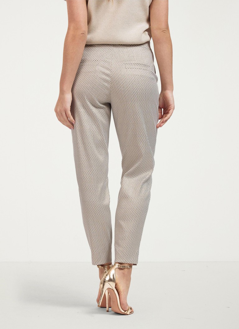 Pantaloni cropped a vita media affusolati Mira di Studio Anneloes, decorati con un motivo jacquard.