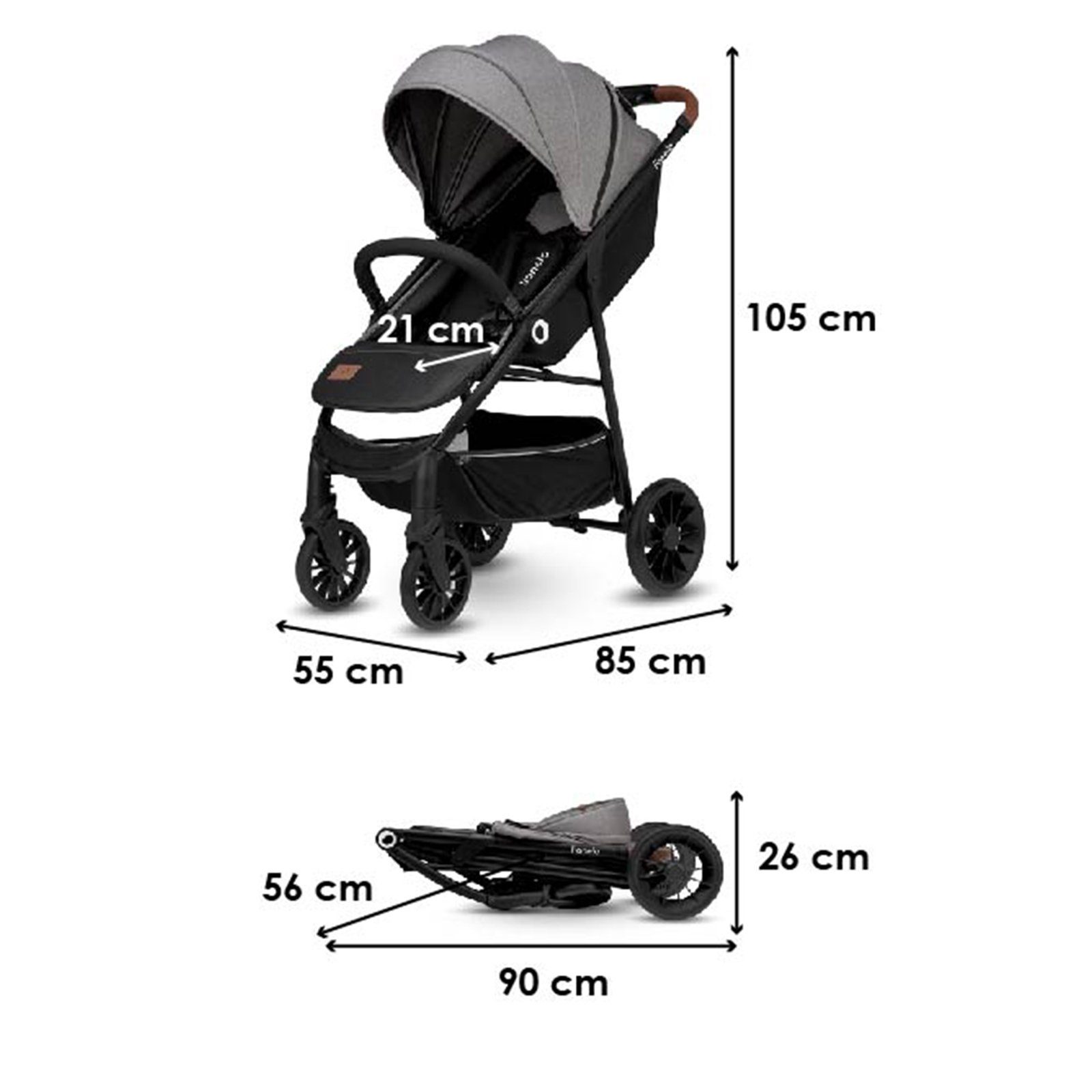 lionelo Kinder-Buggy Zoey, Moskitonetz Große EVA-Räder bis 15 Kg Sonnenschutz