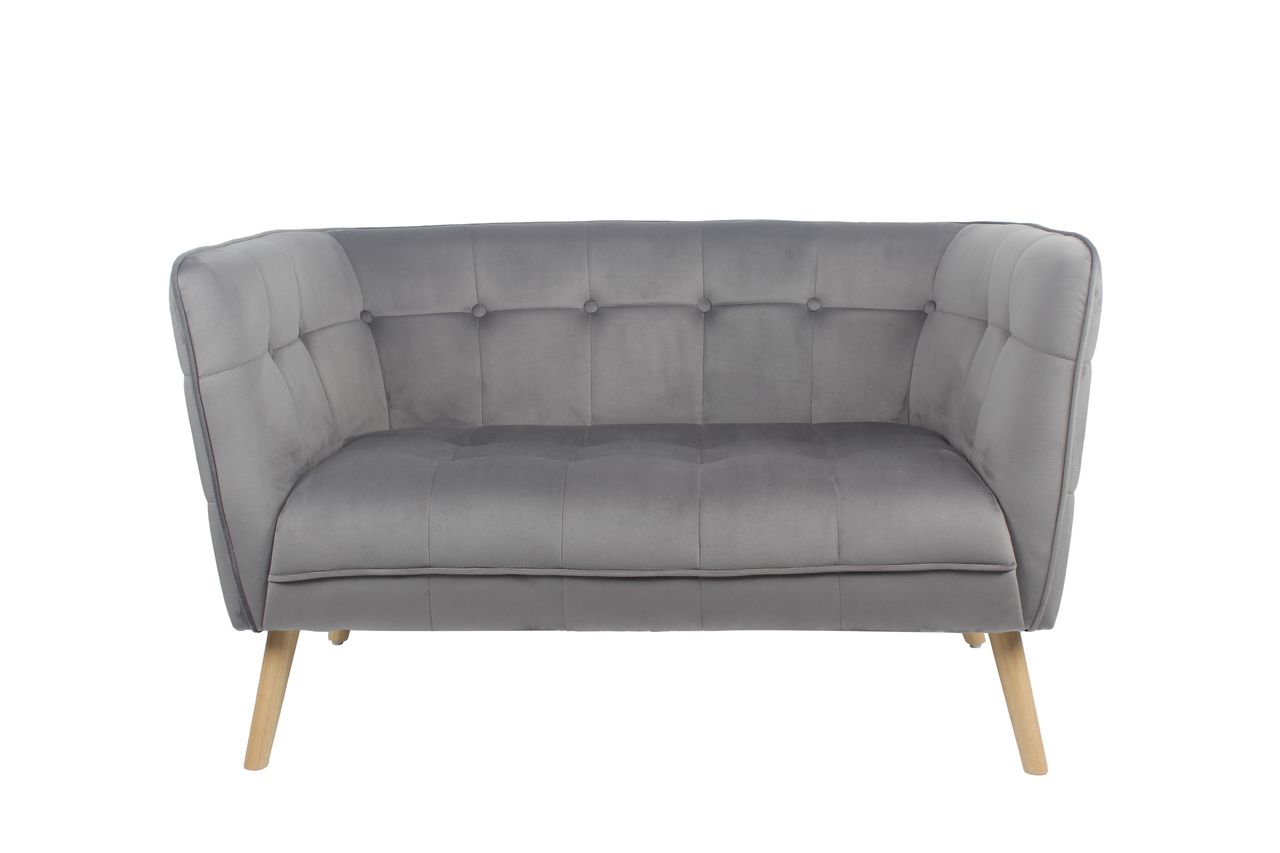 Happy Home Happy Home moderner 2-Sitzer Sitzbank mit Armlehne aus Samtbezug HWP70-GRA grau